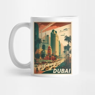 Dubai Cityscape Vintage Travel Art Poster Mug